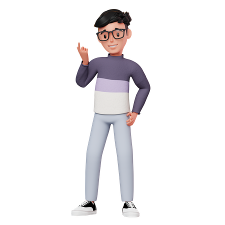 Personaje masculino con una idea  3D Illustration