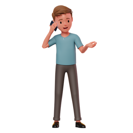 Personaje masculino hablando por teléfono  3D Illustration