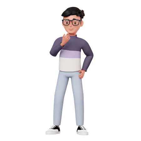 Personaje masculino pensando  3D Illustration