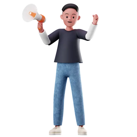 Personaje masculino sosteniendo toa  3D Illustration