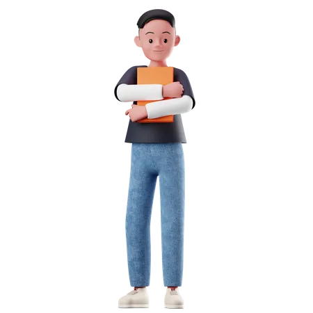 Personaje masculino sosteniendo un libro  3D Illustration