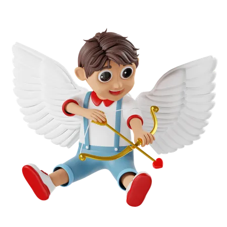 Personaje de niño cupido de san valentín  3D Illustration