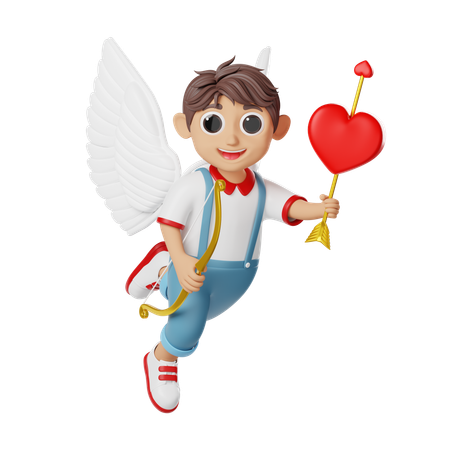 Personaje de niño cupido de san valentín  3D Illustration