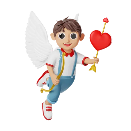 Personaje de niño cupido de san valentín  3D Illustration