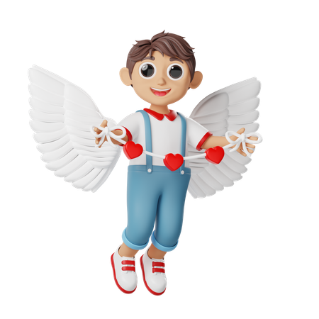 Personaje de niño cupido de san valentín  3D Illustration