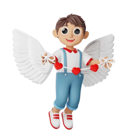 Personaje de niño cupido de san valentín  3D Illustration