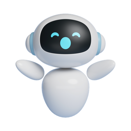 Personaje robot con inteligencia artificial que te da la bienvenida con los brazos abiertos y una gran sonrisa Ícono 3D
