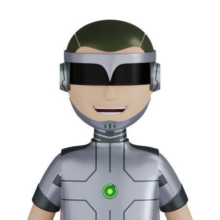 Personaje de robot cyborg  3D Icon