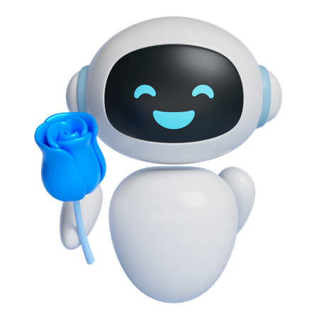 Personaje robot repartiendo flores  3D Icon