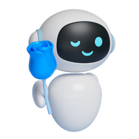 Personaje robot repartiendo flores  3D Icon