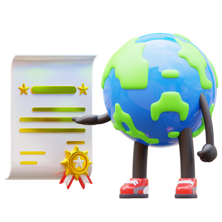 Certificado de obtención de personaje de la Tierra  3D Illustration
