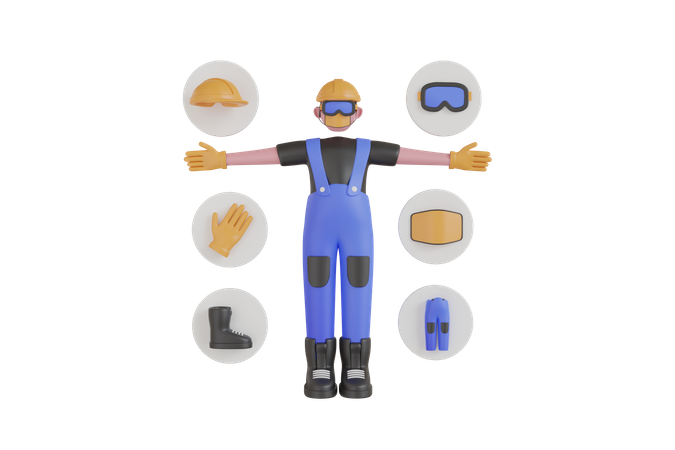 Personal Protective Equipment and Wear set  3D Illustration
