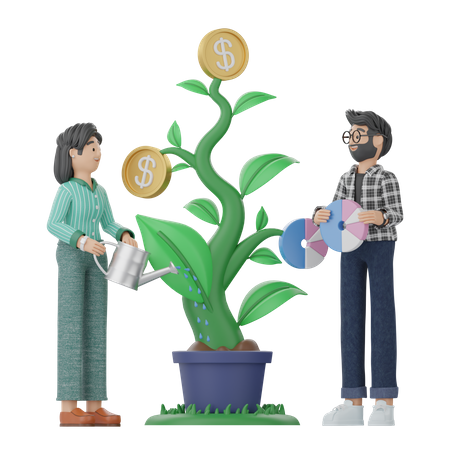 Gente invirtiendo dinero  3D Illustration