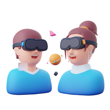 Personas que toman experiencia en el espacio virtual  3D Icon
