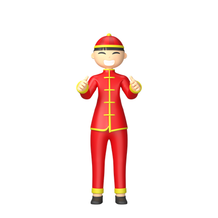 Caractère chinois portant des vêtements traditionnels  3D Illustration