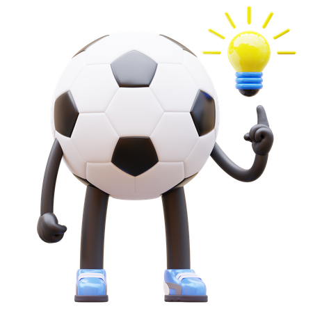 Personnage de ballon de football se faire une idée  3D Illustration