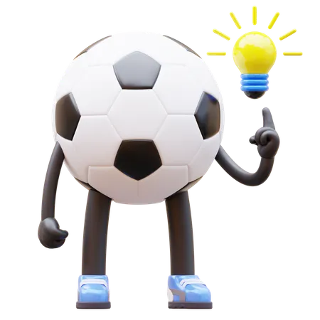 Personnage de ballon de football se faire une idée  3D Illustration