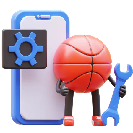 Personnage de basket-ball avec réglage mobile  3D Illustration