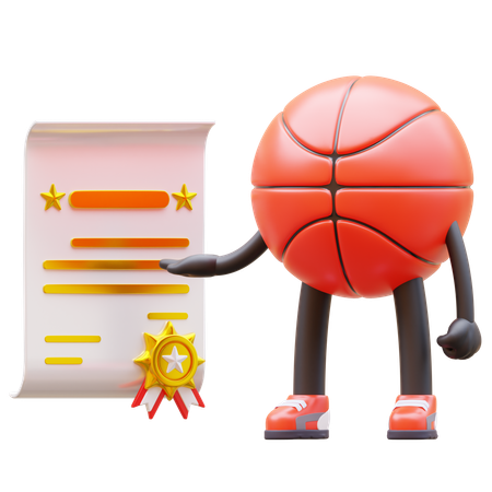 Le personnage de basket-ball obtient un certificat  3D Illustration