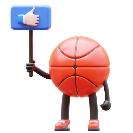 Personnage de basket-ball tenant comme une pancarte  3D Illustration