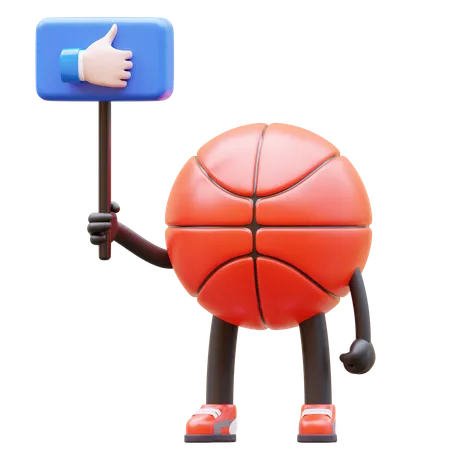 Personnage de basket-ball tenant comme une pancarte  3D Illustration