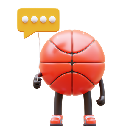 Personnage De Basket-ball Tenant Un Ballon De Communication  3D Illustration