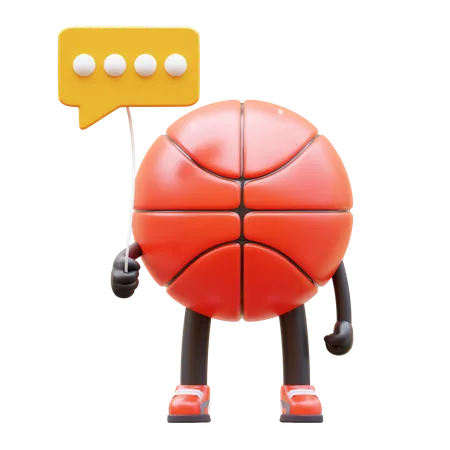 Personnage De Basket-ball Tenant Un Ballon De Communication  3D Illustration