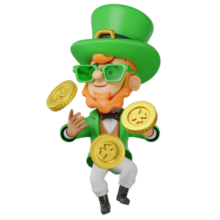 Personnage de Patrick avec des pièces de monnaie  3D Illustration