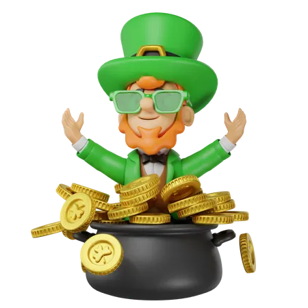 Personnage de Patrick avec des pièces de monnaie  3D Illustration