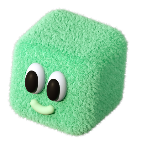 Personnage en forme de cube de fourrure  3D Icon