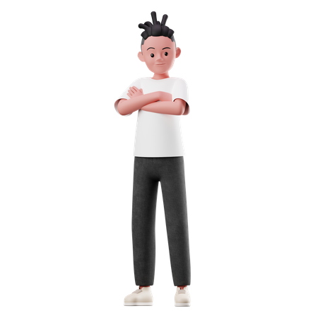 Personnage masculin avec pose de bras croisés  3D Illustration