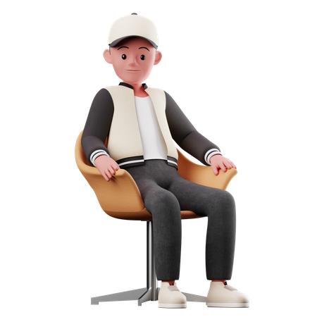 Personnage masculin avec pose assise  3D Illustration