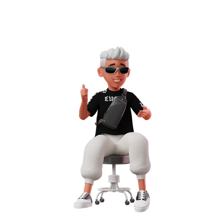 Personnage masculin avec pose assise  3D Illustration