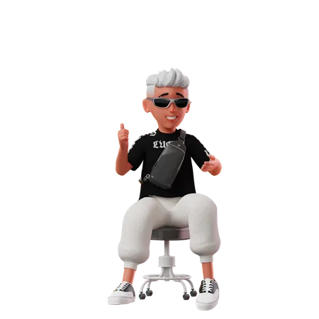 Personnage masculin avec pose assise  3D Illustration