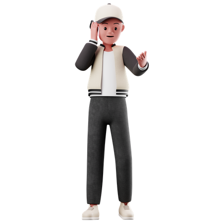 Personnage masculin avec pose d'appel  3D Illustration