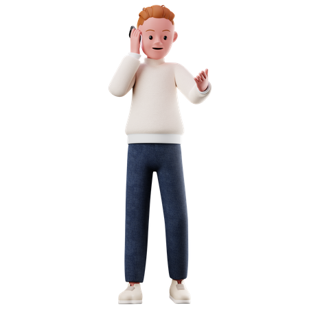 Personnage masculin avec pose d'appel  3D Illustration