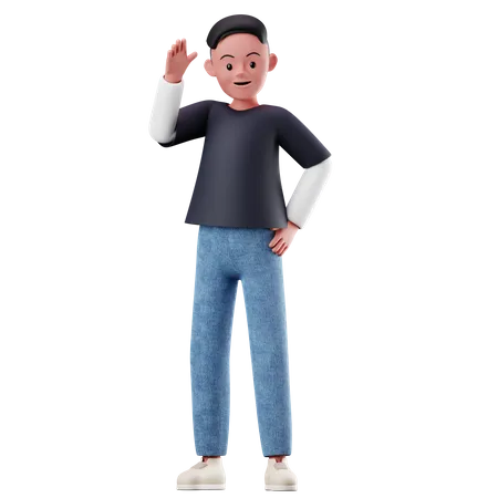 Personnage masculin avec pose de salutation  3D Illustration