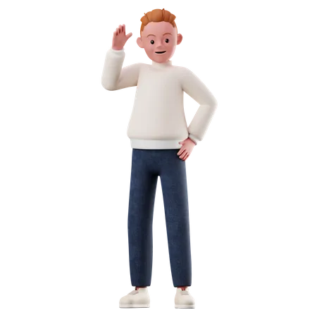 Personnage masculin avec pose de salutation  3D Illustration