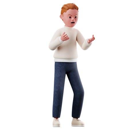 Personnage masculin avec une pose en colère  3D Illustration