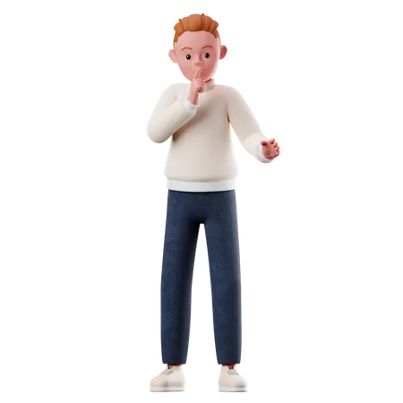 Personnage masculin demandant une pose tranquille  3D Illustration