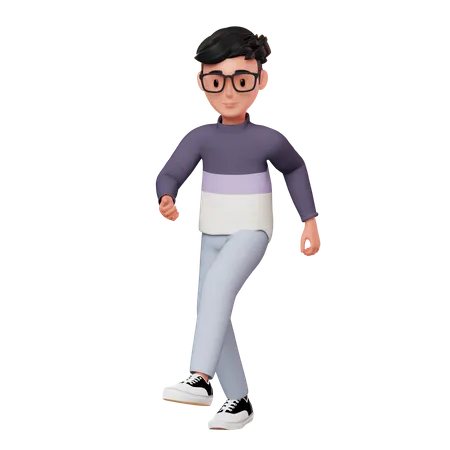 Personnage masculin en pose de marche  3D Illustration