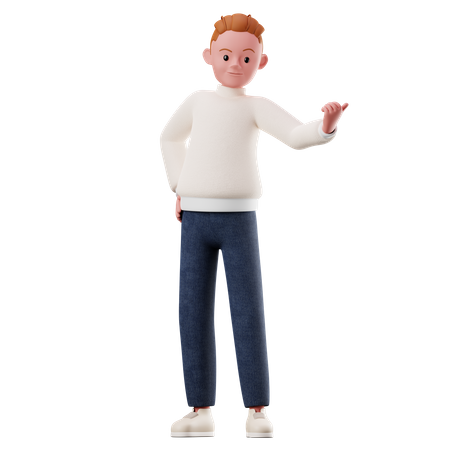 Personnage masculin montrant quelque chose  3D Illustration