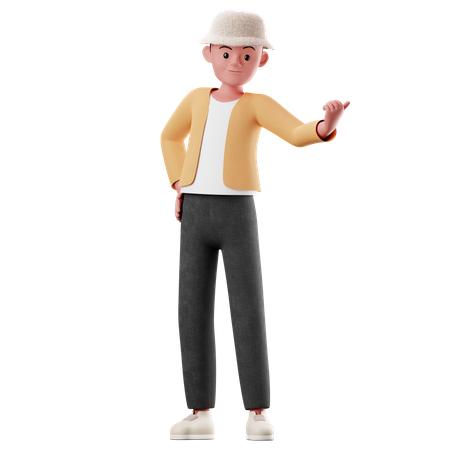 Personnage masculin montrant quelque chose  3D Illustration