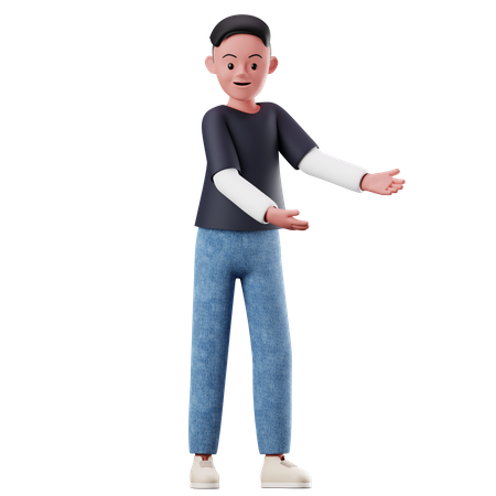 Personnage masculin montrant quelque chose pose  3D Illustration