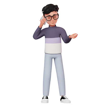 Personnage masculin parlant au téléphone  3D Illustration