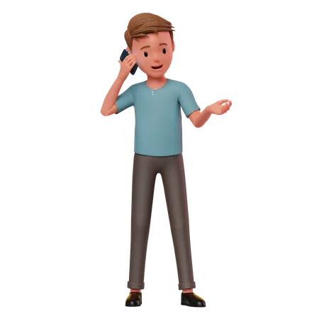 Personnage masculin parlant au téléphone  3D Illustration