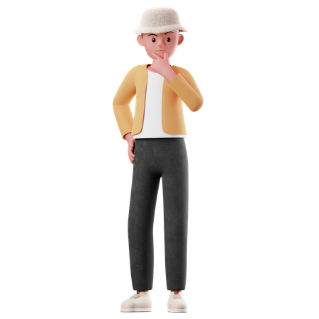 Personnage masculin pensant pose  3D Illustration