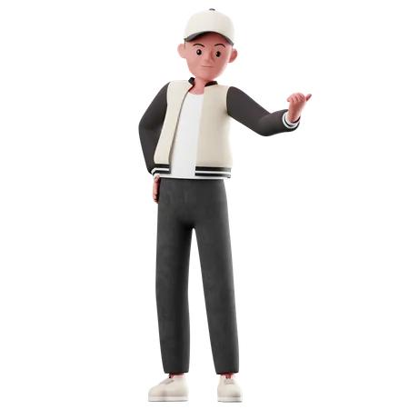 Personnage masculin montrant quelque chose  3D Illustration