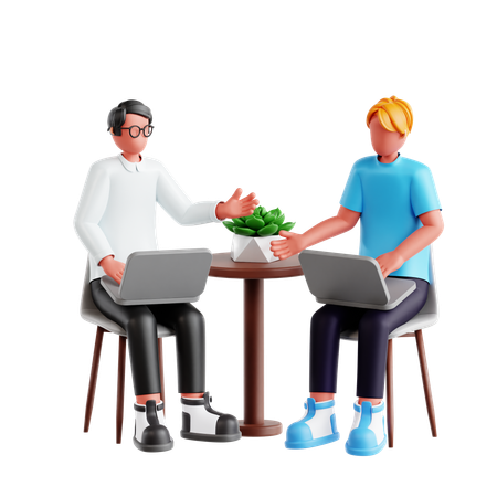 Personnage masculin travaillant et discutant  3D Illustration