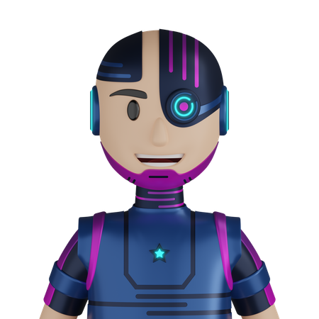 Personnage de robot cyborg  3D Icon
